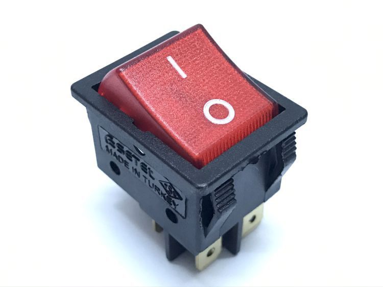 Tekli Geniş Işıklı Şalter Kırmızı